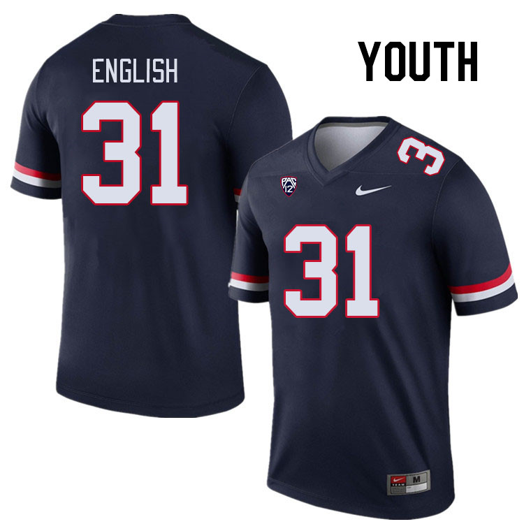 Youth #31 Deric English Arizona Wildcats College Football Jerseys Stitched Sale-Navy